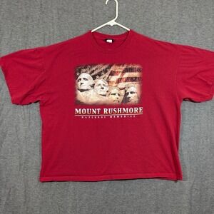 Prairie Mountain Red Mt Rushmore 100% Cotton Short Sleeve‎ T-Shirt Size XXL